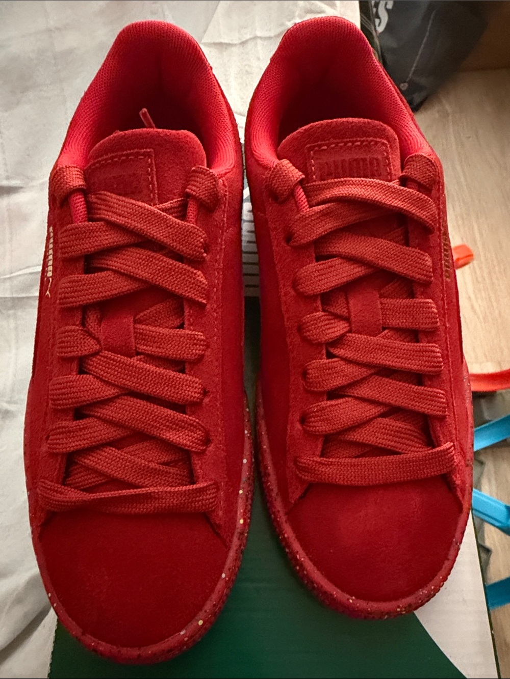 Puma Crimson Red Suede Low-Top Sneakers